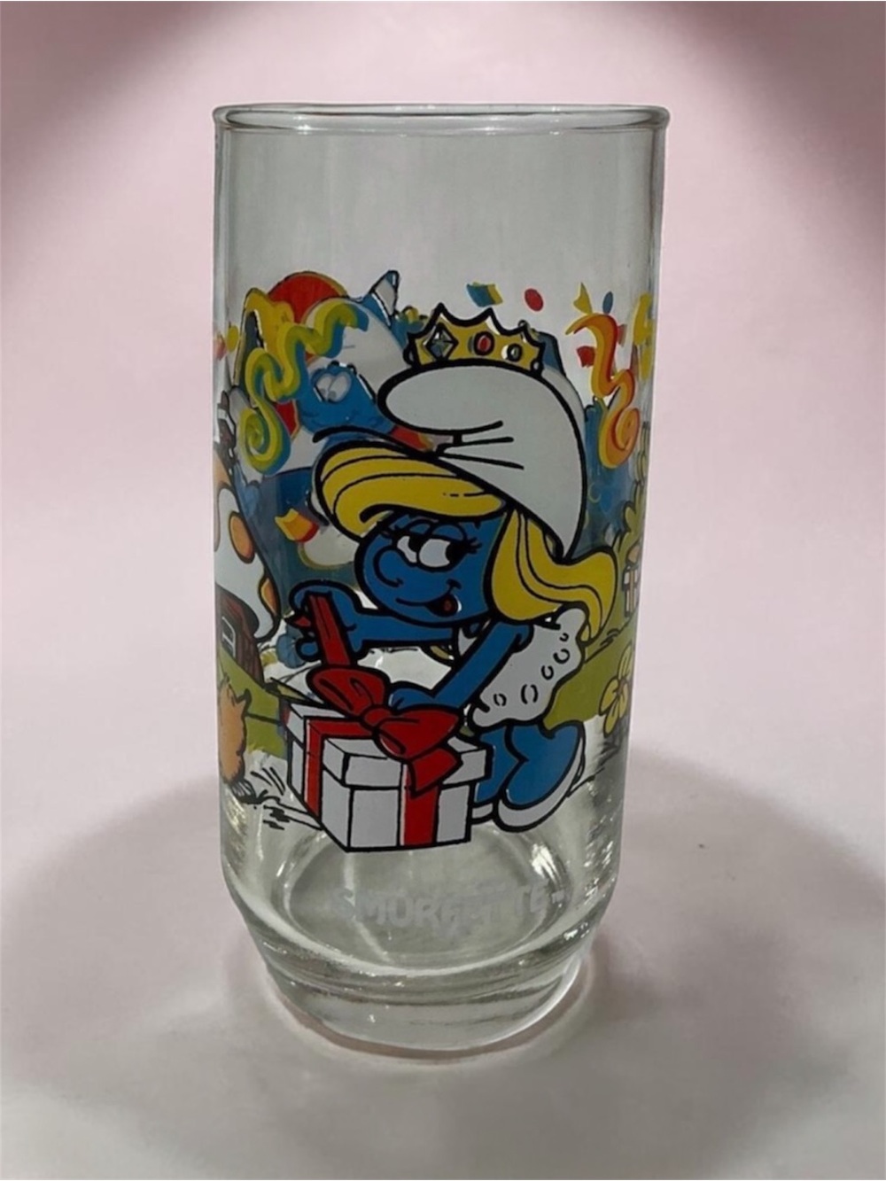 Hardees Smurfette Christmas Glass